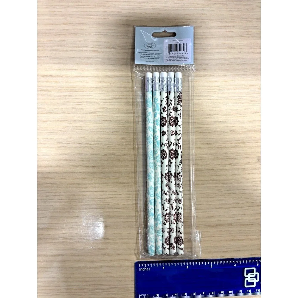 NOS Laura Ashley Floral Pencils Set Vintage Stationery School Supplies 5 Count